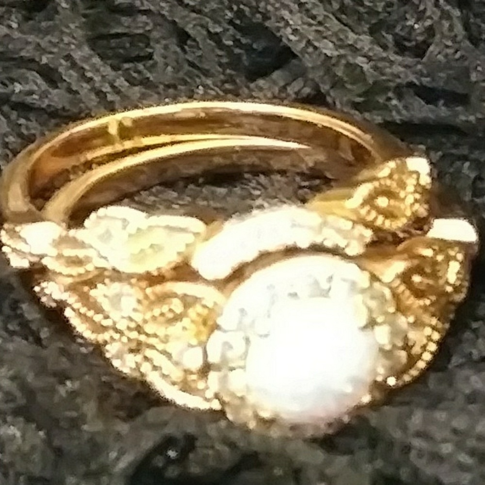 OPAL ROSE GOLD WOMENS WEDDING RING SET - Picture 2 of 7